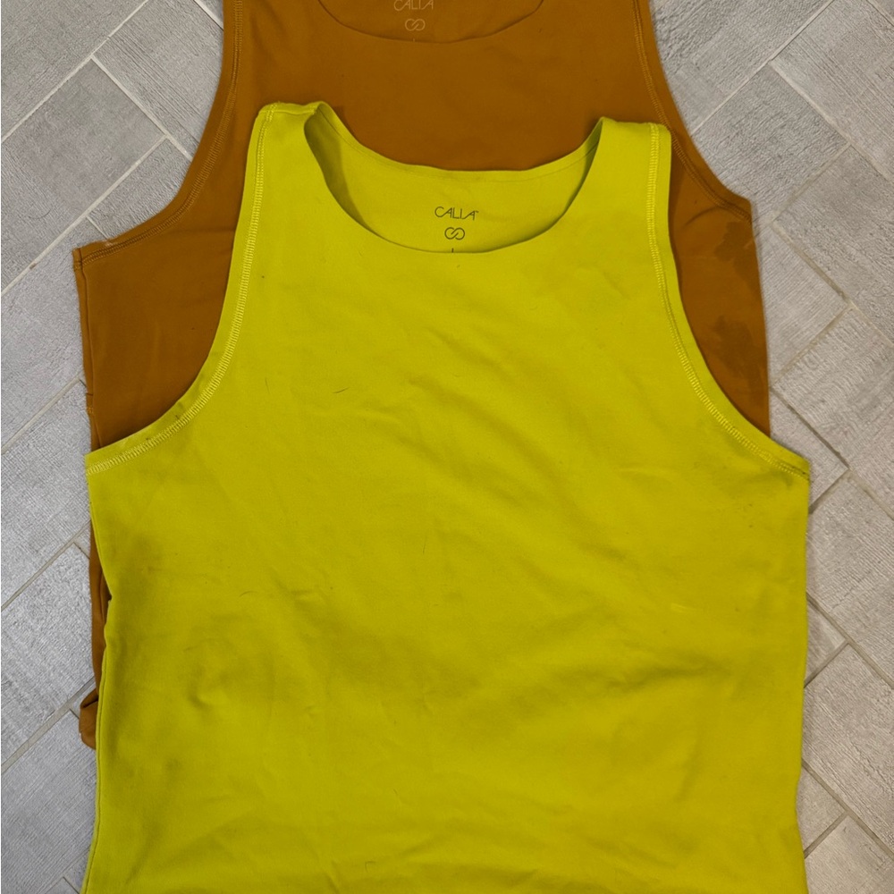 Calia Yellow and Brown Tank Tops